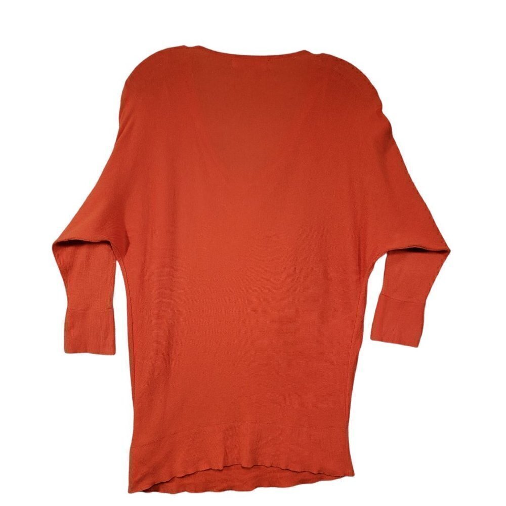 Michael Michael Kors Top Women Sz Small Orange 3/4 Sleeve Cowl Neck Zip Shoulder - Picture 2 of 14